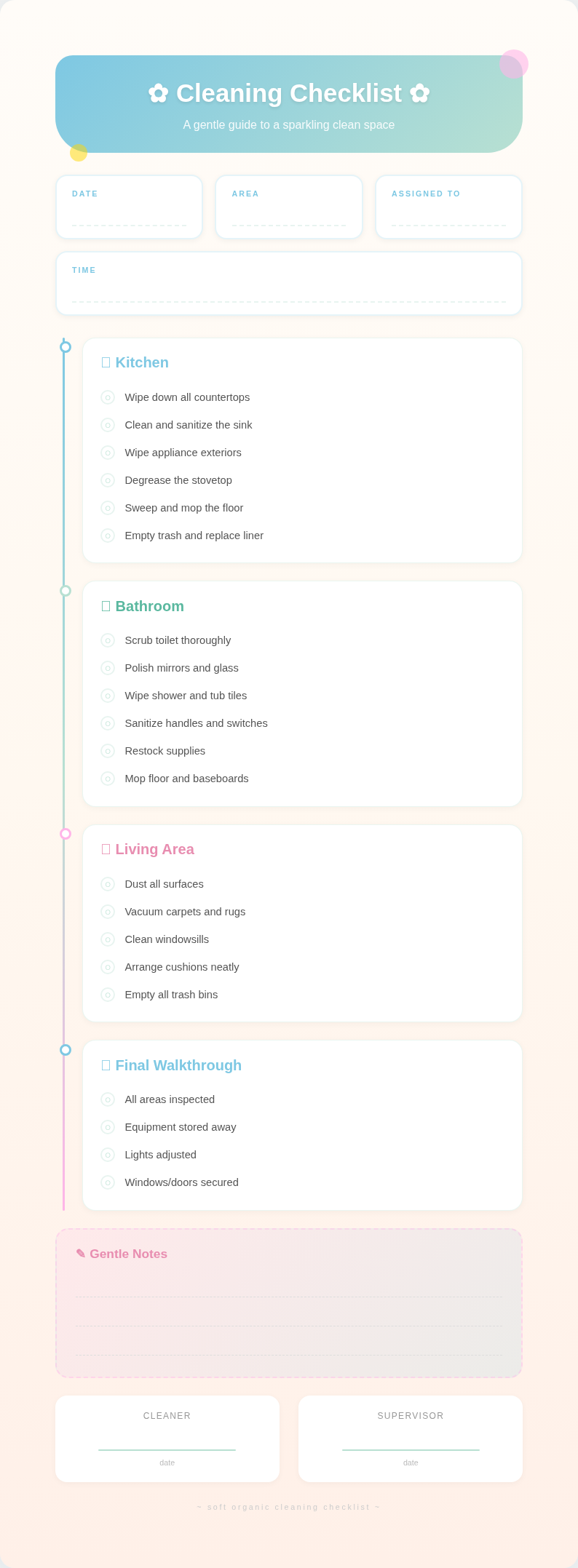 Soft organic cleaning checklist